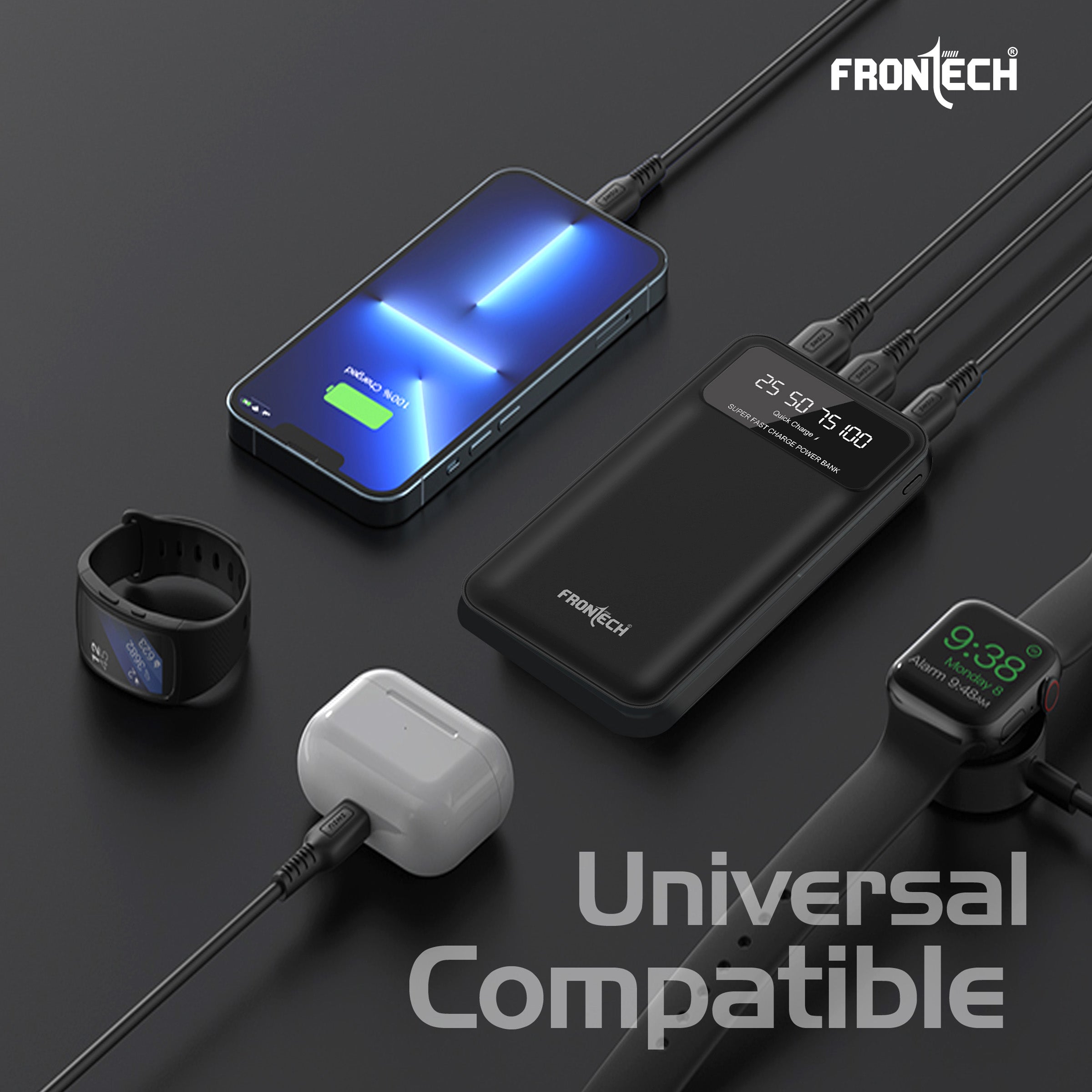 Frontech 20000 mAh Li-Polymer Power Bank with LED Indicator, Dual USB (PB-0008) Frontech 20000 mAh Li-Polymer Power Bank with LED Indicator, Dual USB (PB-0008)